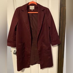 Burgundy fall coat with bracelet length sleeves - fall 23’s hottest colour!